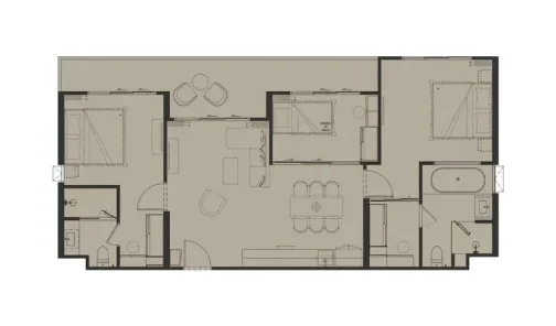 2-bedroom plus L floor plan